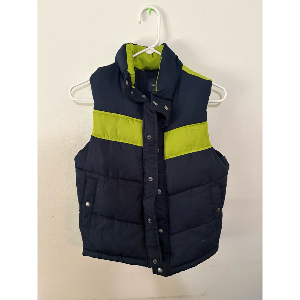 Gap Kids Fleece Lined Puffer Vest Boys M Navy & Green
